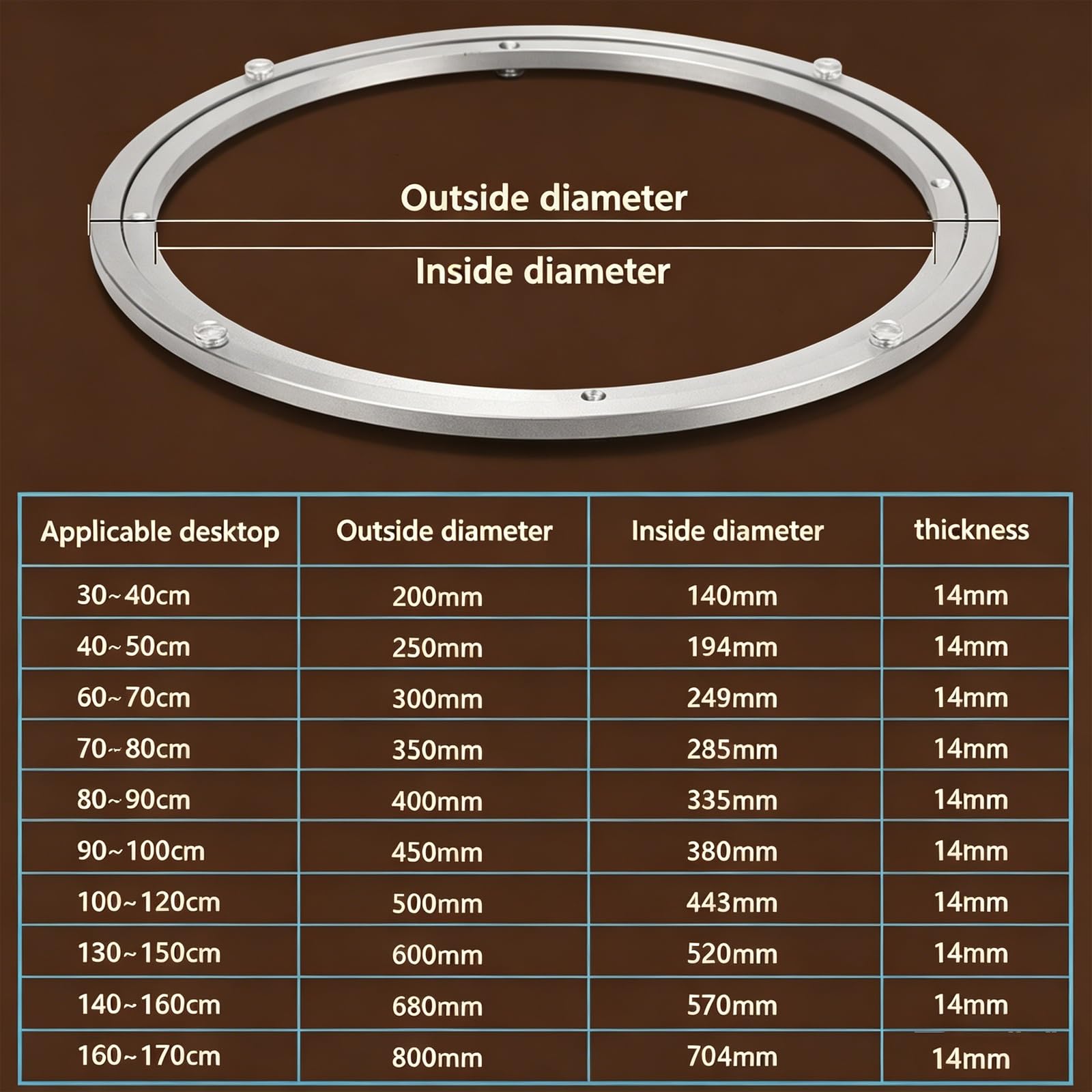 450 Mm, 680 Mm, 800 Mm, Robuste Basis, Drehplatten-Hardware,Desktop-Adapter