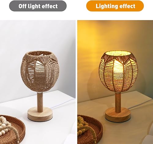 Miniatura 4 de DOITOOL 2 pantallas de lámpara colgante de ratán, pantalla de araña de cesta de ratán, pantalla tejida, pantalla de ratán para decoración del hogar,