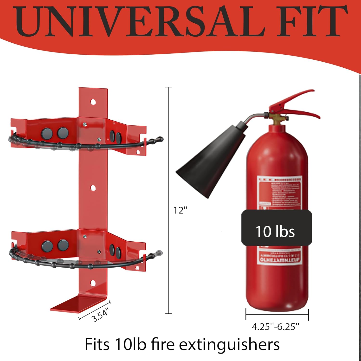 Premium Fire Extinguisher Mount Bracket - Supports up to 10 lbs, Heavy-Duty & Easy Installation - Ideal for Home, Truck, RV, Boat, Marine & Commercial Use - Secure & Durable Holder
