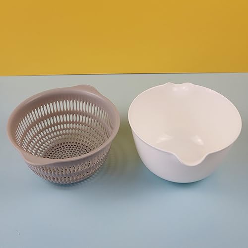 Miniatura 4 de EIKS Colador de cocina Cuenco colador 2 en 1 para ensalada, frutas y verduras, juego de cuencos de lavado desmontables