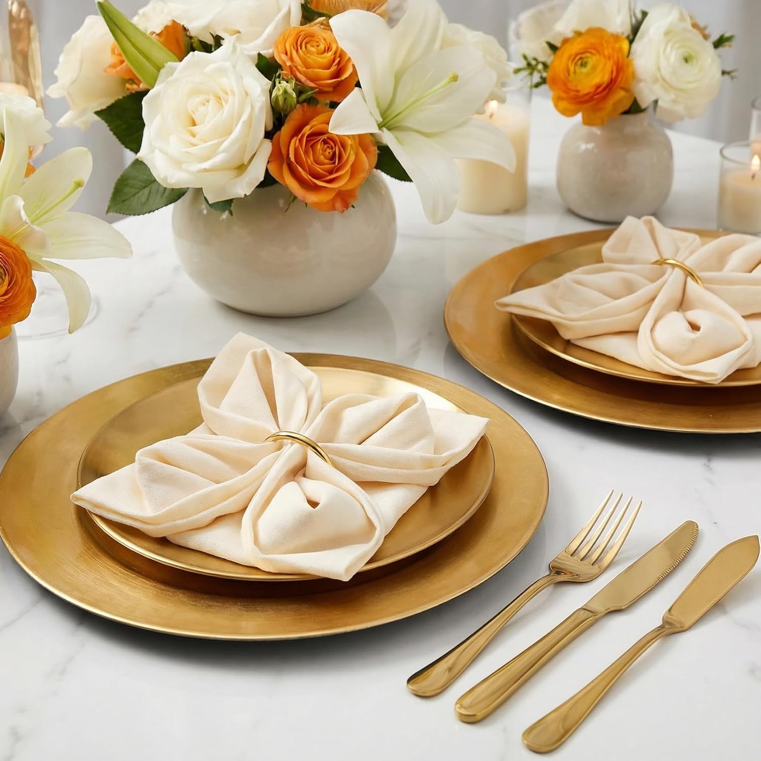 Set of 100 Elegant Gold Napkin Rings, Stainless Steel Rotundity Napkin Rings for Wedding, Christmas, Party Table Settings