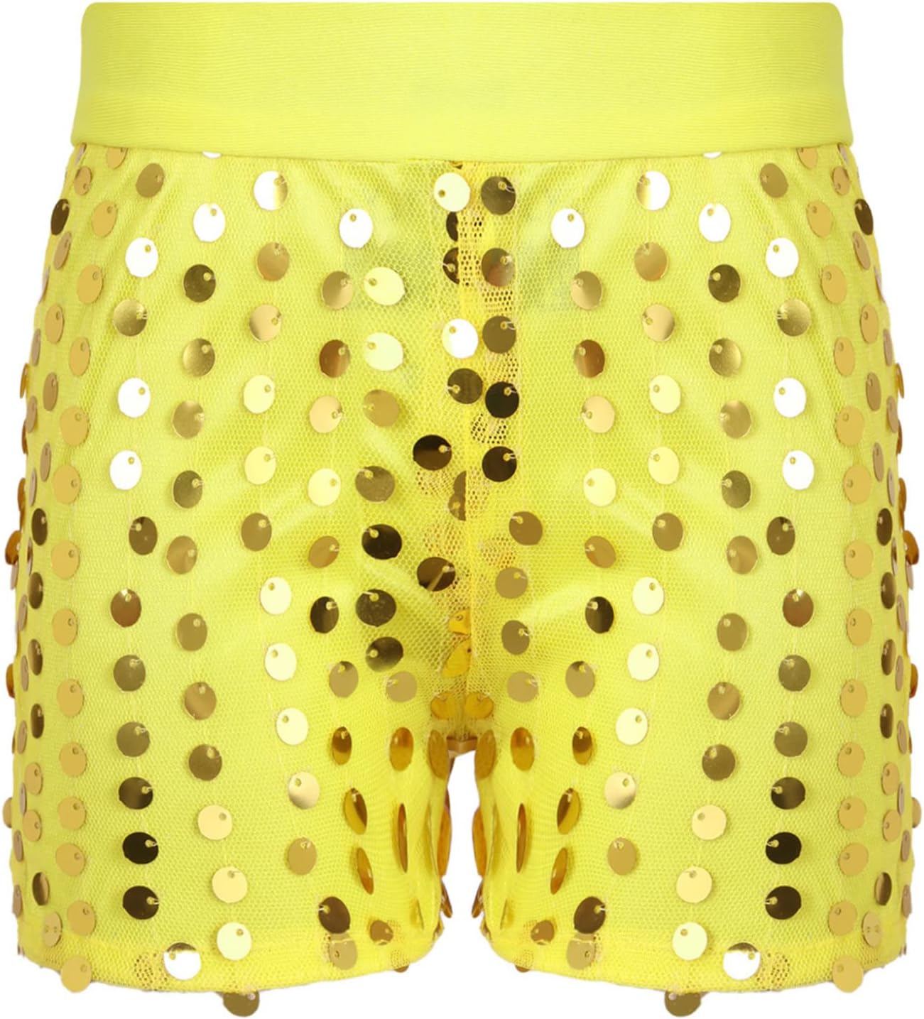 Oyolan Kids Girls Gymnastic Shorts Ballet Dance Sequins Decorated Sparkling Elastic Waistband Performance Shorts