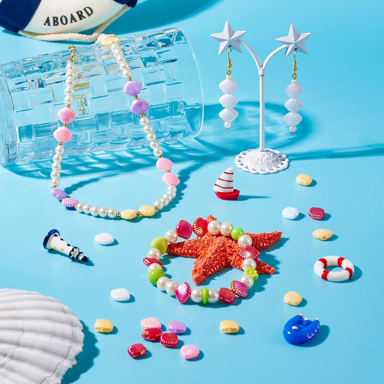 ABS Imitation Shell Plastic Beads Craftdady 125Pcs Colorful Ocean Seashell Beads Summer Beach Spacer Bead Cute Crafting Bead 10x2.5mm for DIY Craft Earring Bracelet Necklace Jewelry Making, 5 Colors - Image 3