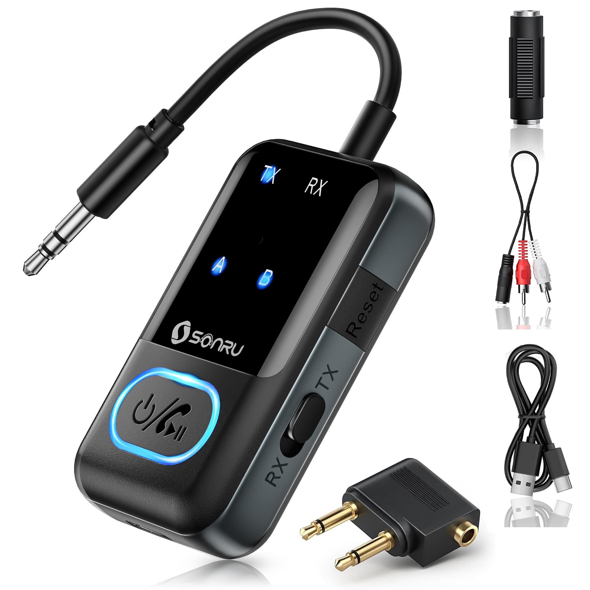 Sponsored Ad – SONRU Bluetooth 5.3 Transmitter Receiver, 2-in-1 Airplane Wireless Bluetooth with LED Display, Double Connection Receiver 3.5mm Aux Audio Adapter with RCA Cable, for Flight/TV/PC/Car/Gym