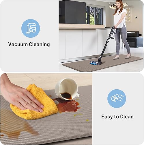 Miniatura 4 de StepLively Tapete de cocina, 2 piezas de alfombras de cocina, tapetes de cocina acolchados para piso, tapete antifatiga, juego de alfombras de