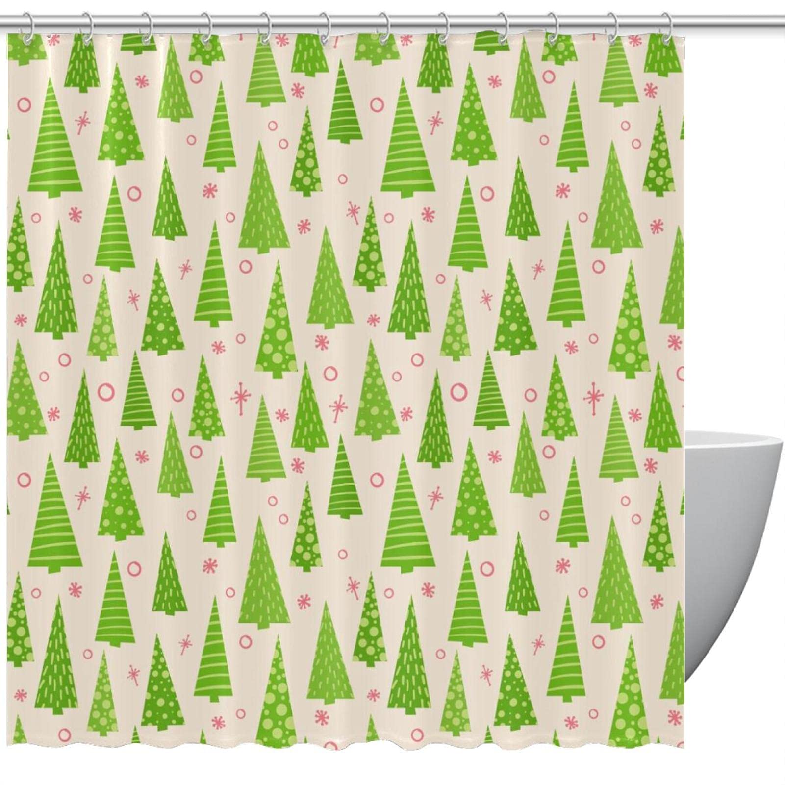 Rideau de douche imperméable motif Noël 183 cm anti-éclaboussures