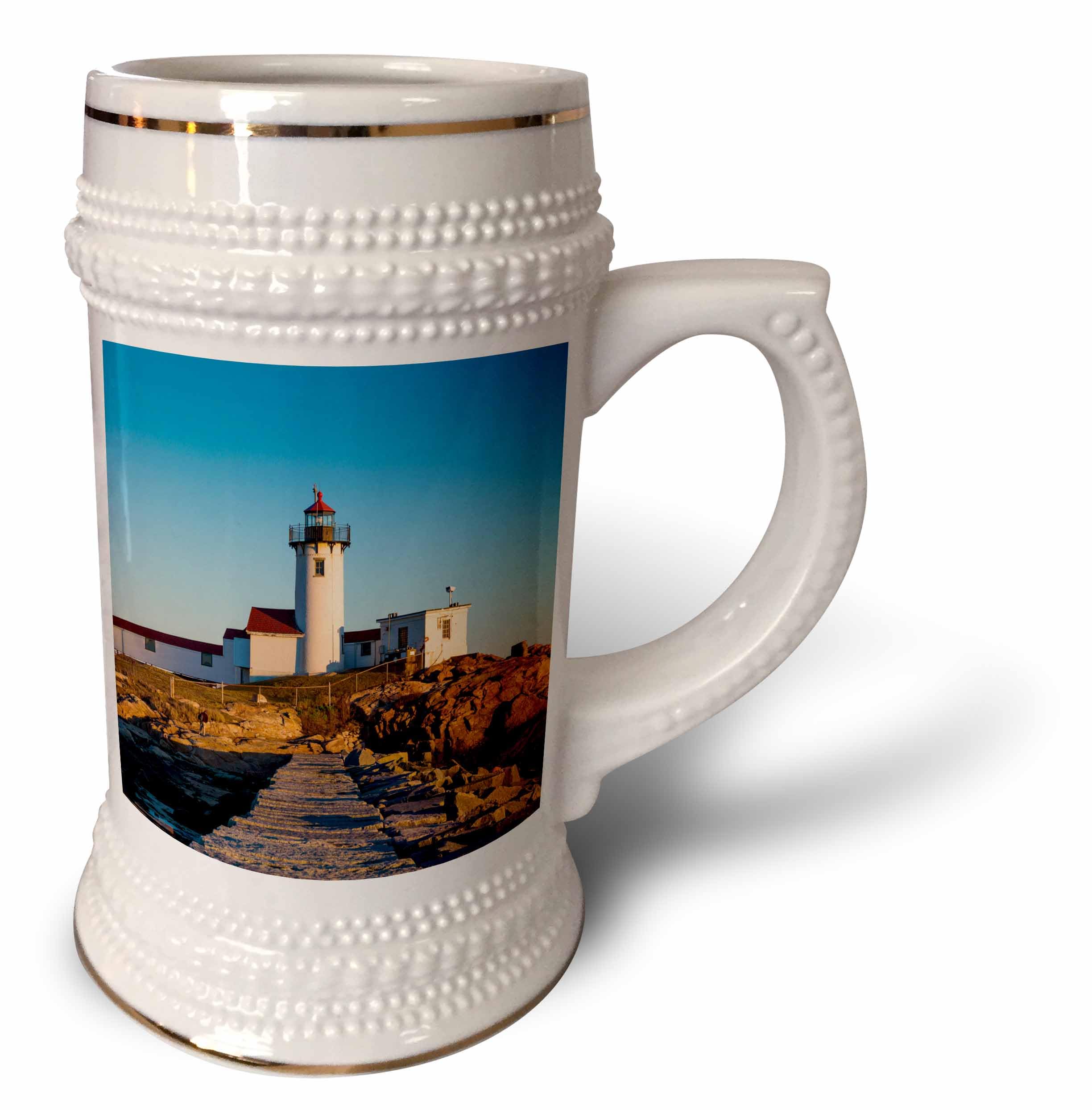 Taza Stein de porcelana blanca con ilustración artística del faro de Gloucester stn_259467_1