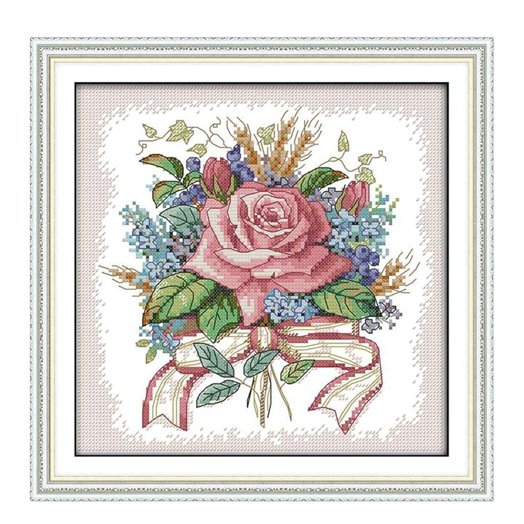 LOOM TREE Flower Cross Stitch Kit DIY Needlework Stamped for Beginners 27 x 27cm 14CT Needlecrafts & Yarn | Embroidery & Cross Stitch | Hand Embroidery Kits | Cross Stitch Kits-image-25