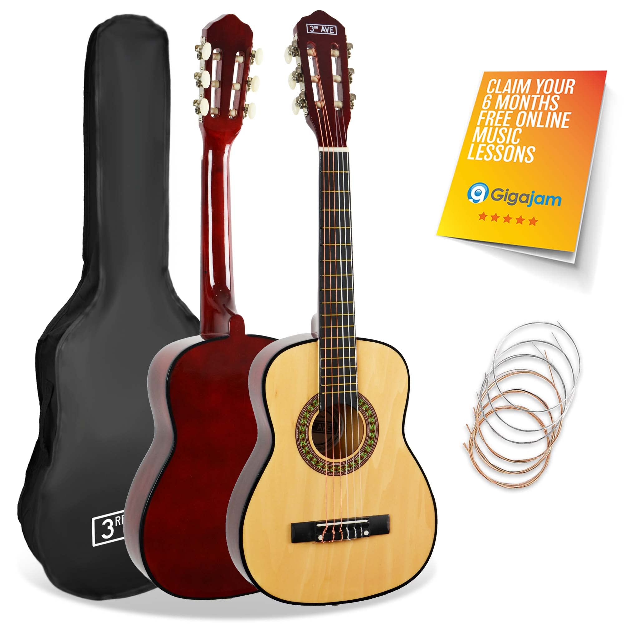 3Rd Avenue  Beige  Classical Guitar Pack in Size 1/4 Size, Sports Direct