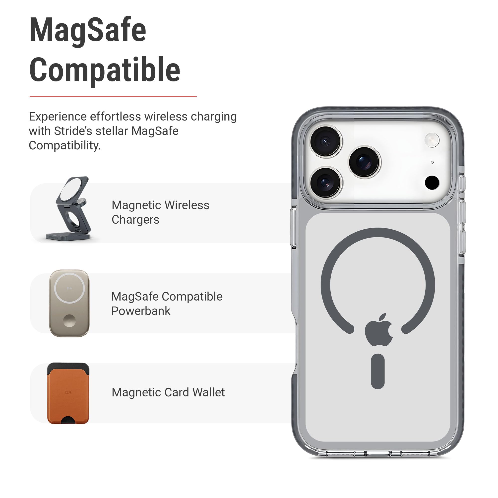 DailyObjects Stride Clear 2.0 Magnetic Case Cover Compatible with iPhone 17 Pro | Wireless Charging Slim Back Cover | 2 Layer Edge Protection & Shockproof — Amazon image 3