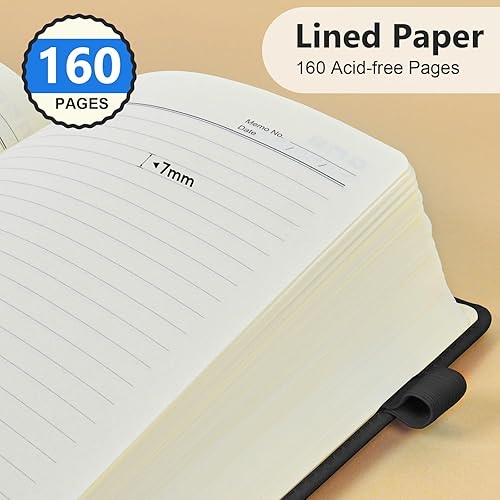 Miniatura 4 de Cuaderno rayado para hombres y mujeres, 160 páginas con rayas universitarias para escribir, cuadernos A5 de cuero de tapa dura para el trabajo,