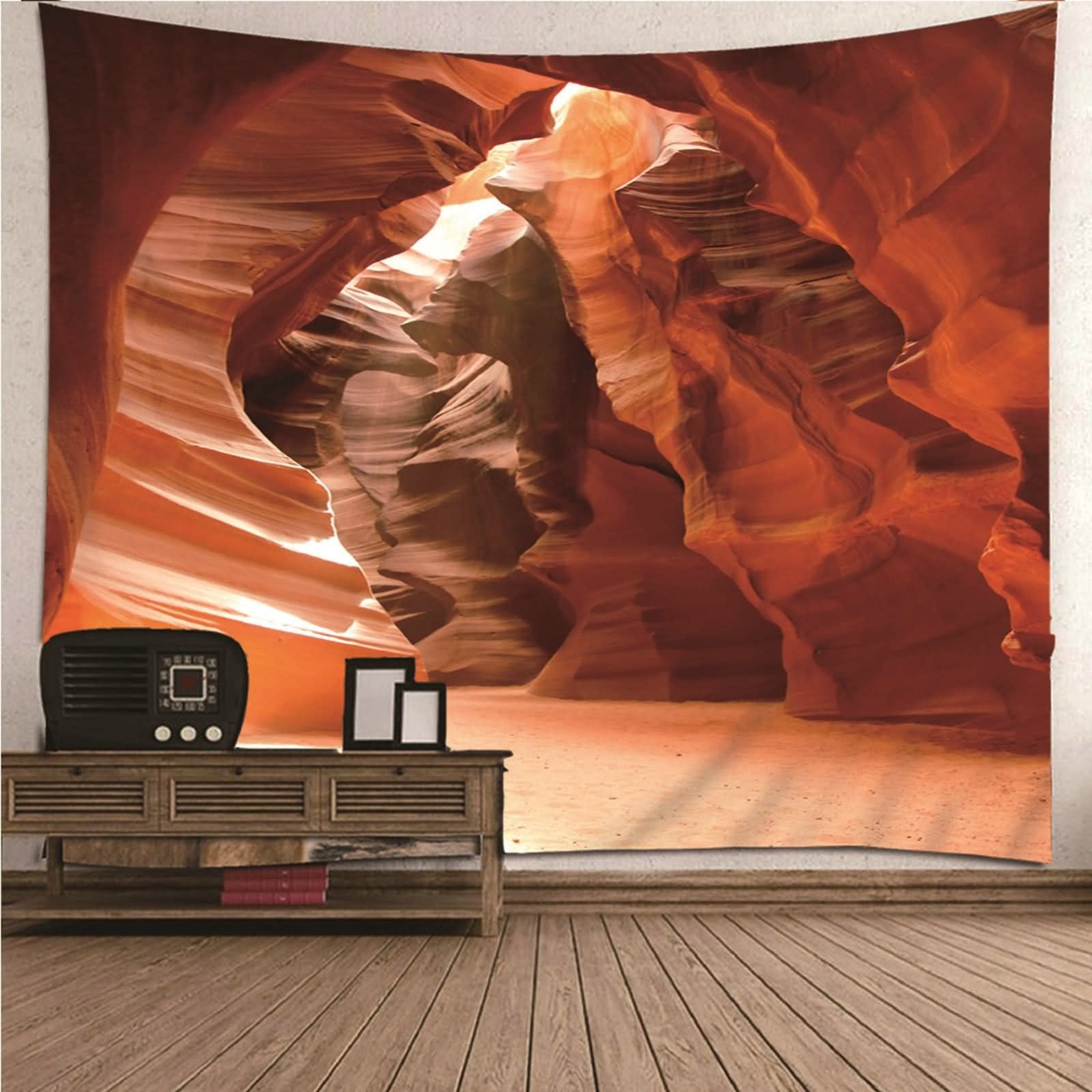 Tapices Navideños, Decoración Cocina Pared Cueva de Roca Poliéster Naranja 150x130CM Regalo Mujer
