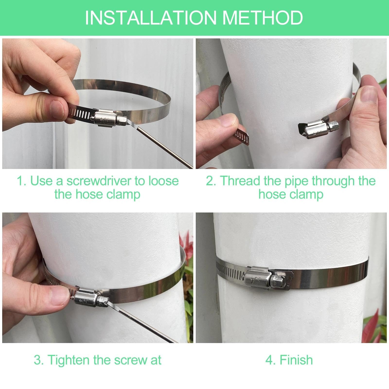 Abrazaderas Metalicas(141-165Mm), Manguera Tuberia Metal para Tubos de Agua Acero Inoxidable, Metálicas Abrazadera de Tubo, Metalica de Tubería, para Fijacción Mangueras y Tubería de Agua