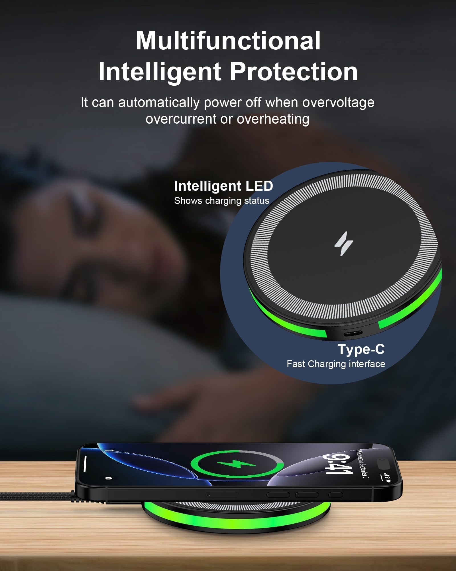 Caricatore wireless per Samsung Galaxy S25 FE/S25 Ultra/S25 Edge/S24 FE/S24 Ultra/Z Fold 7 6/Z Flip 7 6/S23/S22/S21,15W Android Pad di ricarica rapida wireless e adattatore di controllo