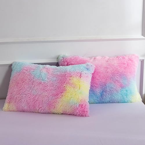 Miniatura 4 de A Nice Night Juego de funda de edredón de pelo sintético lanudo y esponjoso, estilo teñido anudado, juego de ropa de cama de terciopelo cristalino