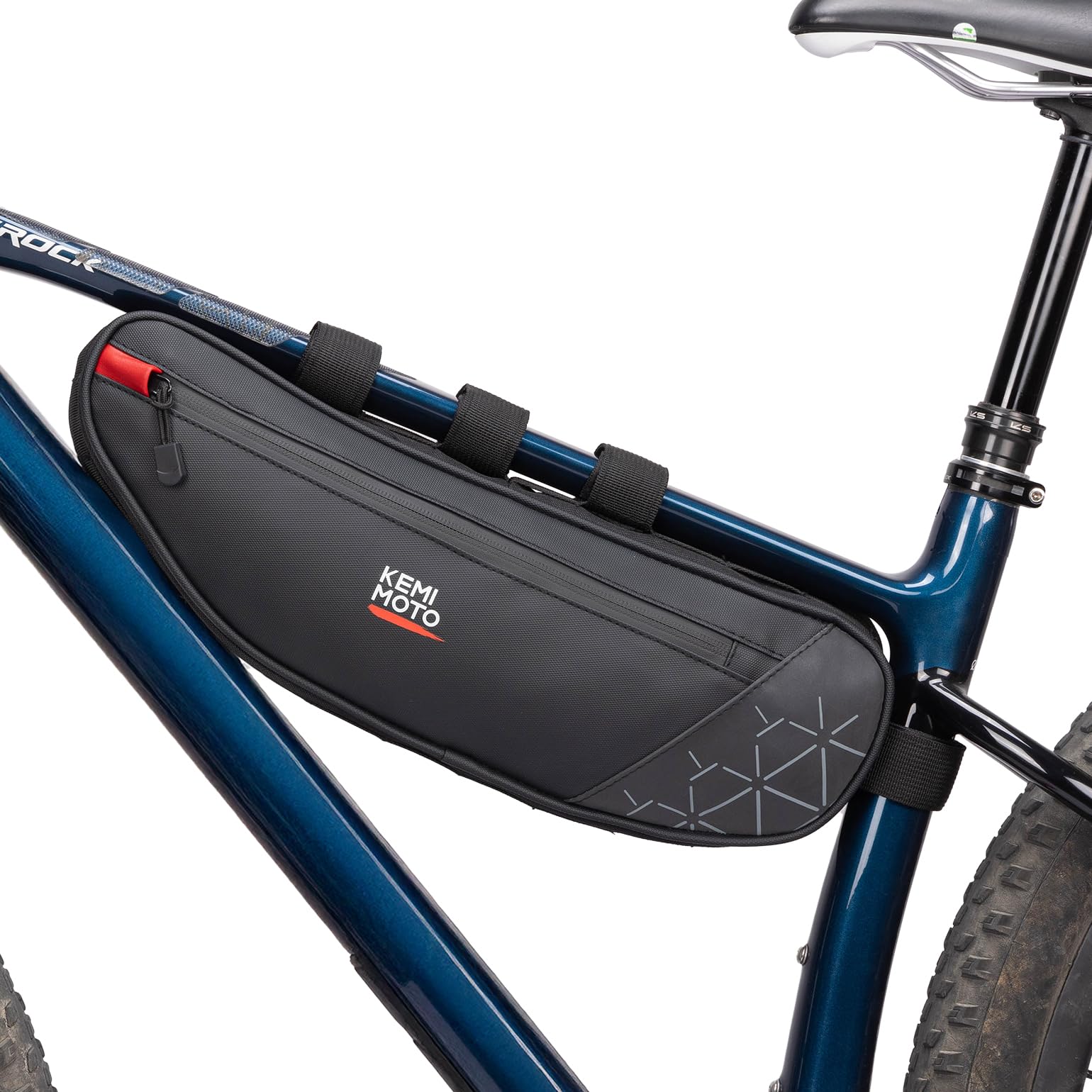 KEMIMOTO Fahrrad Rahmentasche, 3.5L Fahrradtasche Rahmen, Wasserabweisende Oberrohrtasche Fahrrad, für Rennrad, MTB, E-Bikes, Reflektierende, Schwarz