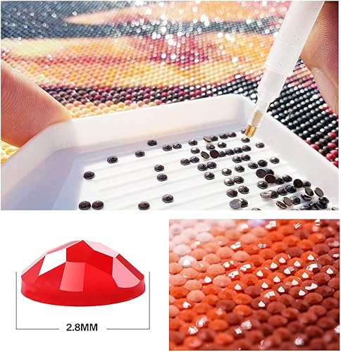 Miniatura 7 de Bimkole Kit de pintura de diamantes 5D, hojas con purpurina, taladro completo, juego de bordado abstracto de diamantes de imitación para bricolaje,