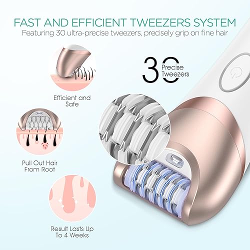 Miniatura 3 de VOYOR Depiladora para mujer, depiladora 3 en 1 para mujeres, depiladora depiladora para piernas y brazos con 30 pinzas, afeitadora eléctrica