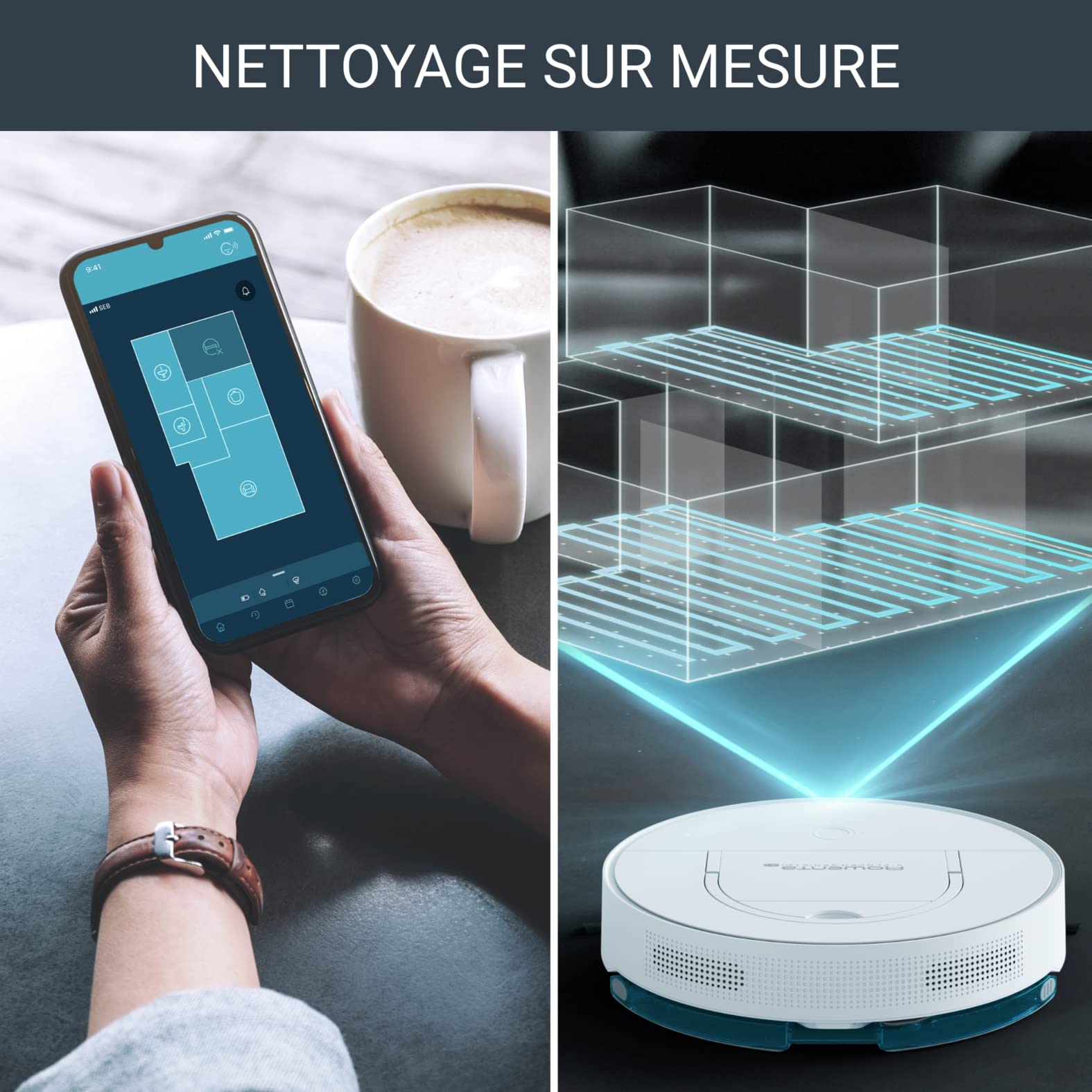 Rowenta RR9067WH X-Plorer Serie 130 Ai, Robot Aspirapolvere Lavapavimenti, Mappatura, Tecnologia Ai e Laser Evitamento Ostacoli, Adatto a Smartphone e Assistenti Vocali,Bianco