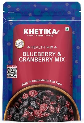 Khetika Premium Cranberry and Blueberry mix 200g | 2 Superfood in 1 Mix, Dried Fruit, Berries, Healthy Snacks, Rich in C