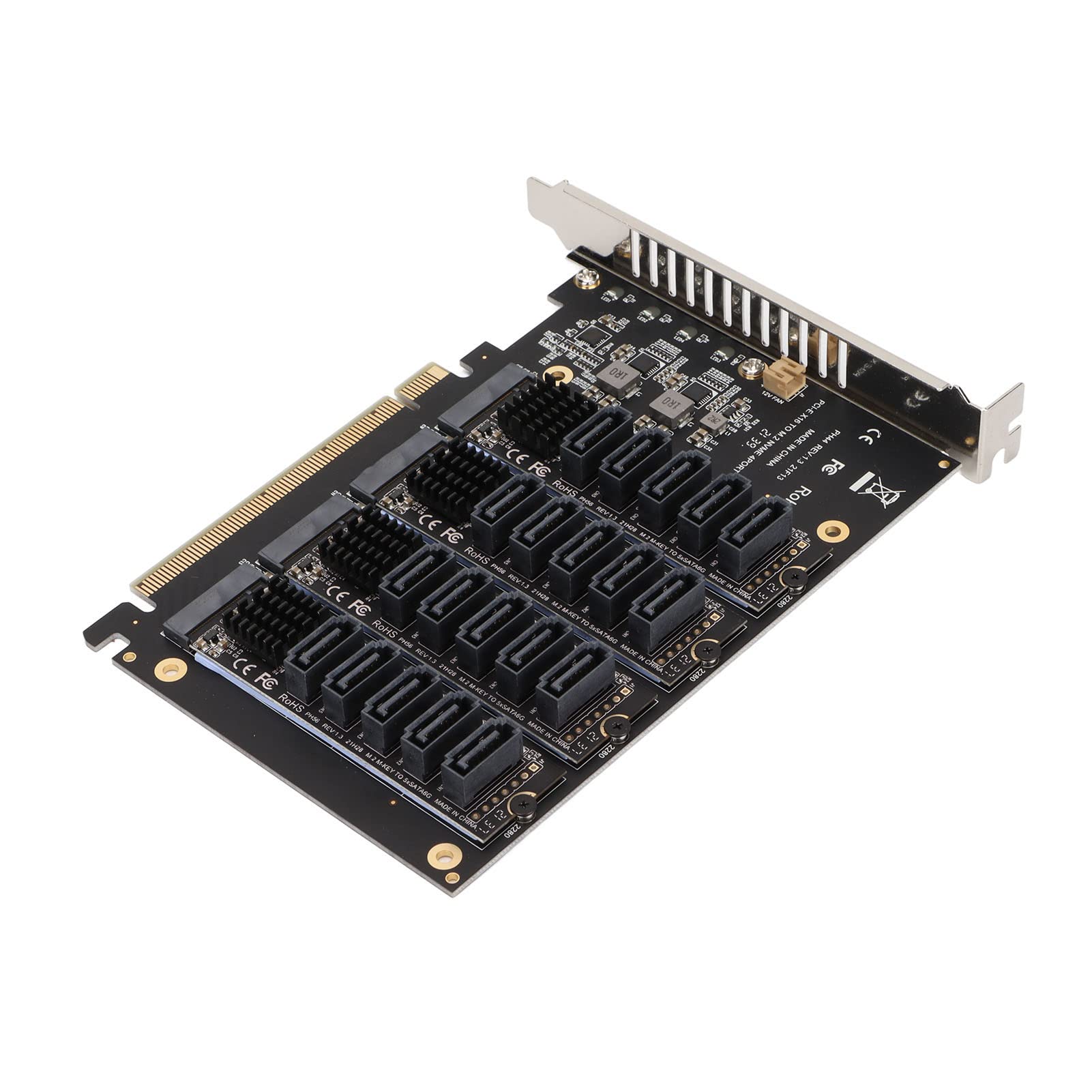 PCIE X16 NVME M.2 RAID 4 Pan Signal Split Array Rozszerzona 20-portowa Karta Transferowa SATA 6G JMB585 Chip 4 PH56 + PH44, Plug And Play.