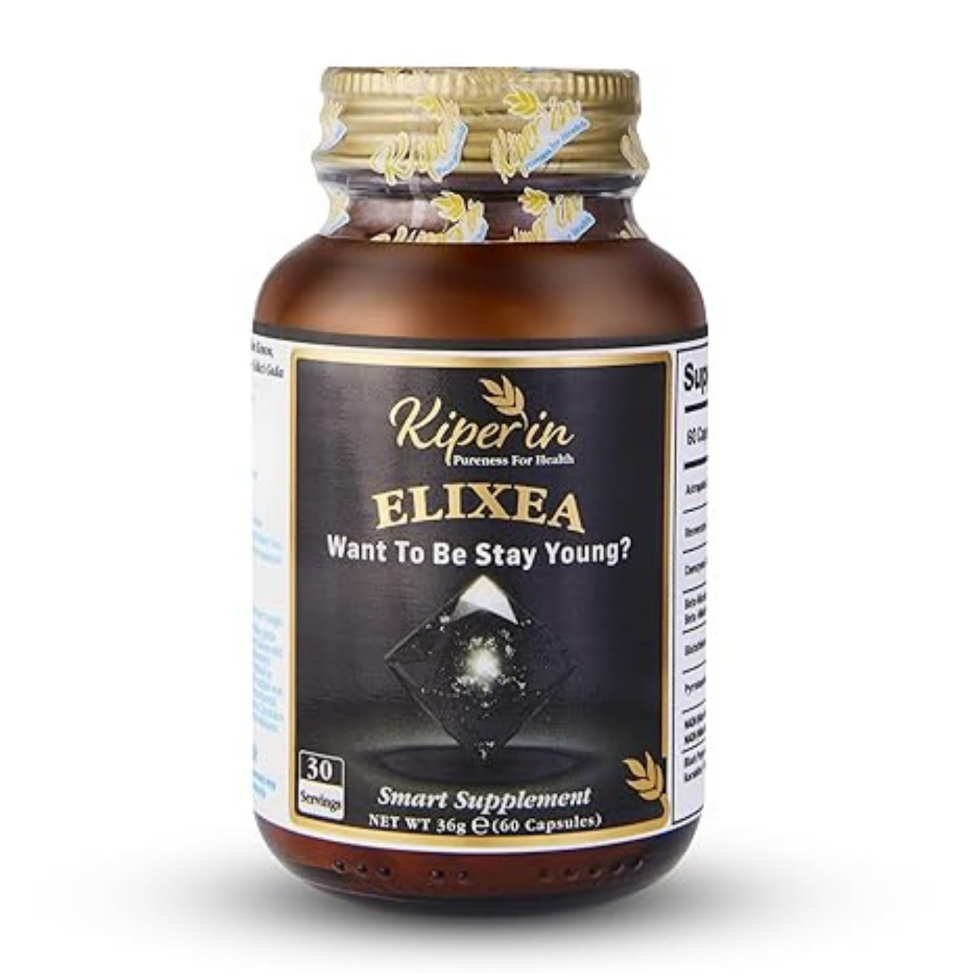 Kiperin Elixea Cellular Support for Women | NMN, Resveratrol, CoQ10, Glutathione, PQQ & NADH | Supports Skin, Hair, Nails & Cellular Energy | Halal, Lab-Tested, 60 Capsules (30 Servings)