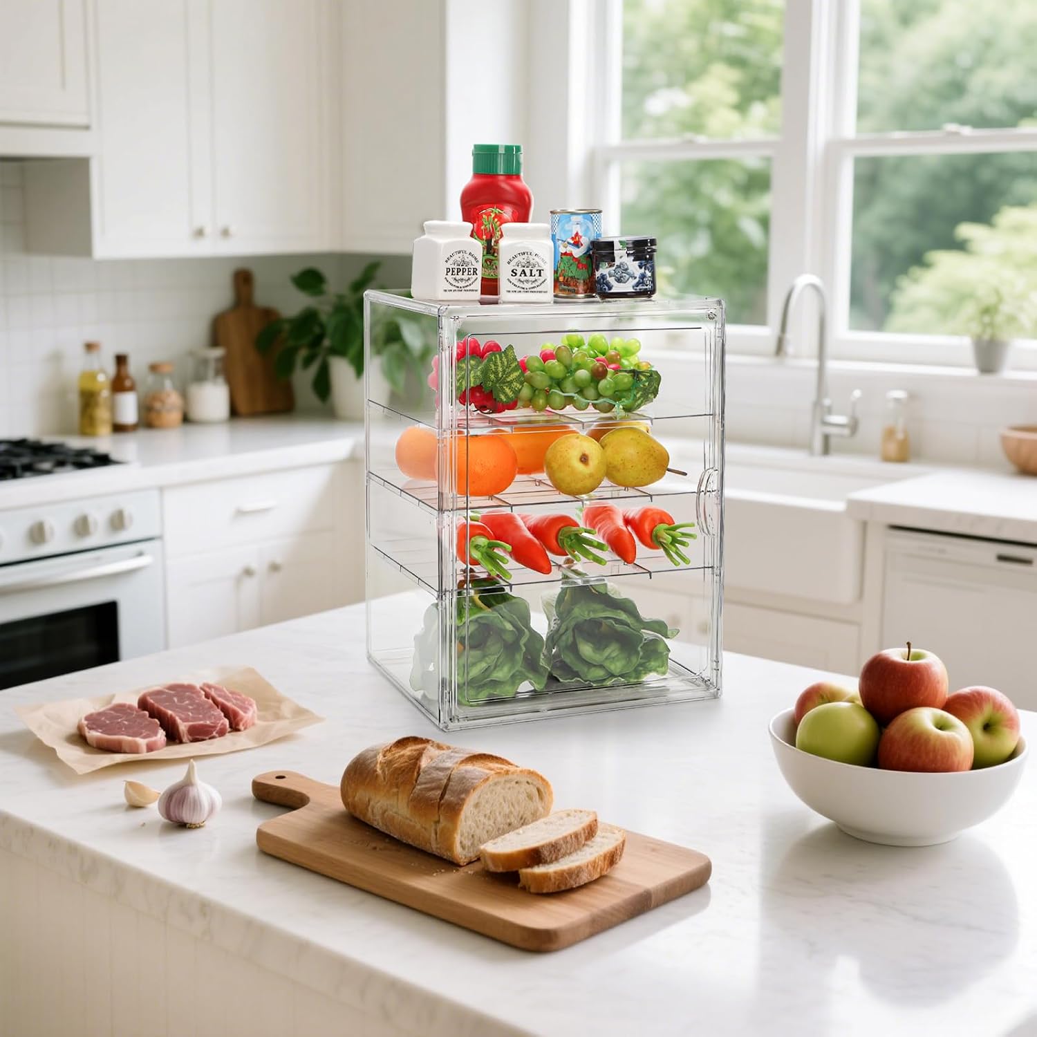 3-Tier Acrylic Pastry Display Case with Detachable Shelves