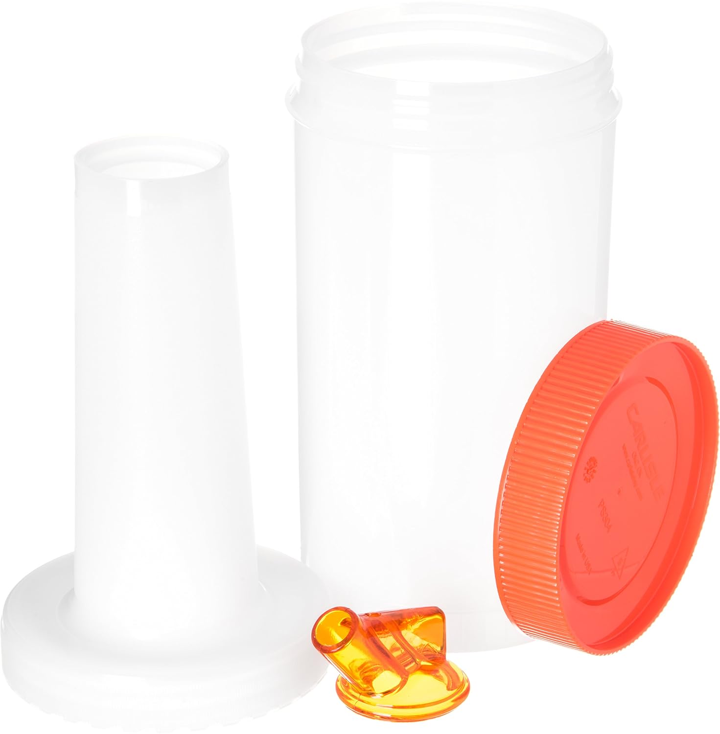 Carlisle FoodService Products Stor N' Pour Plastic Easy Pour Set, Pour Spouts, Bar Supplies with Complete Unit for Bar, 1 Quart, Orange, (Pack of 12)
