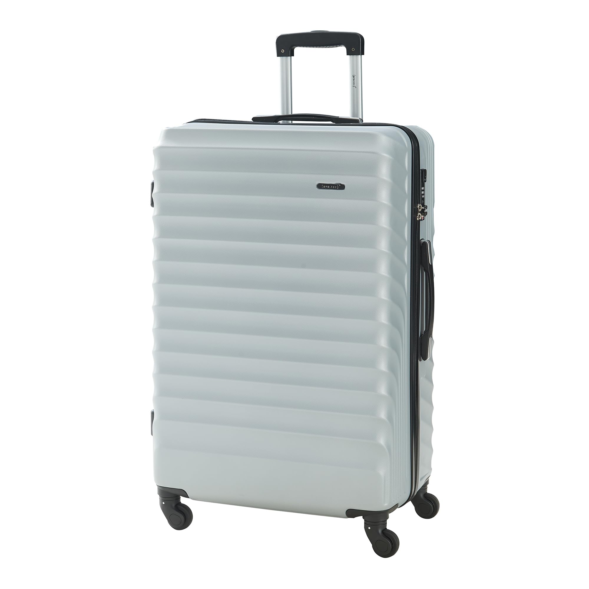 pro.tec Set di 3 Valigie Rigide di Diverse Misure S/M/L con Manico Telescopico Set Trolley a 4 Ruote con Chiusura TSA e Bilancia Pesa-Bagagli 40/70/100 L - Grigio Chiaro