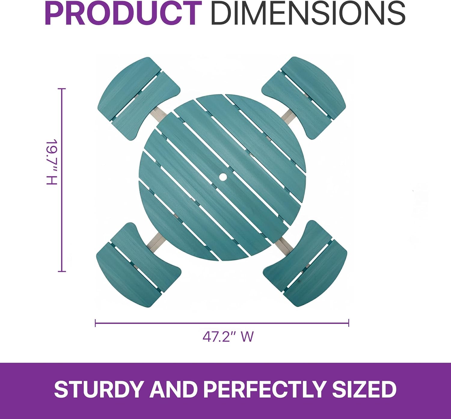 Plum® Kids Picnic Table - Wooden Toddler Table and Chairs Set, Outdoor Furniture for Patio, Garden, Backyard Dining & Activity, 4 Built-in Benches, Sturdy, Durable, Weatherproof, Ages 3+, Teal