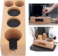 Vista 6 de Estación de manipulación de café de madera, soporte para filtro de café de madera, soporte de madera para café expreso, base de madera