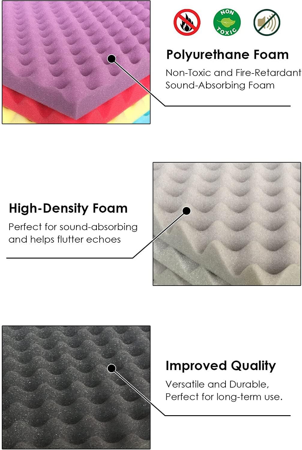 Super Dash (6 Pack) of 50 X 50 X 3 cm Yellow Convoluted Egg Crate Acoustic Home Studio Soundproof Treatment Accessories Foam Wall Panel Tiles SD1052 (YELLOW)