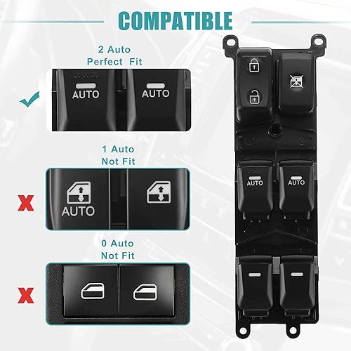 Miniatura 4 de ACROPIX Interruptor de elevalunas eléctrico delantero izquierdo para el lado del conductor sustituye a Kia Forte - Paquete de 1 negro