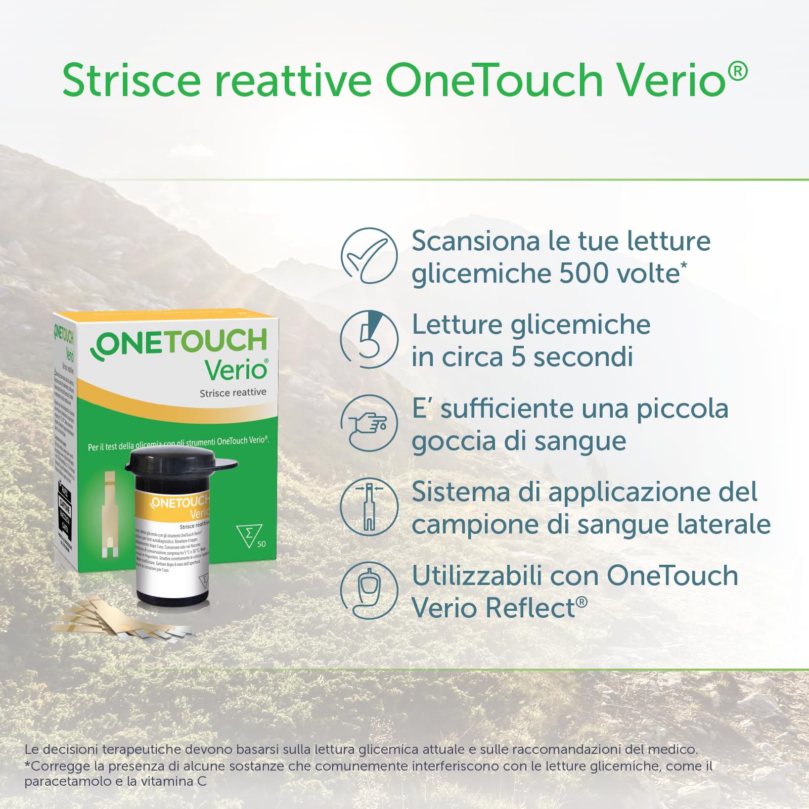 OneTouch Verio Reflect® Glucometro | Sistema per l‘automonitoraggio della glicemia | contiene 1 glucometro, 1 dispositivo pungidito, 10 lancette sterili
