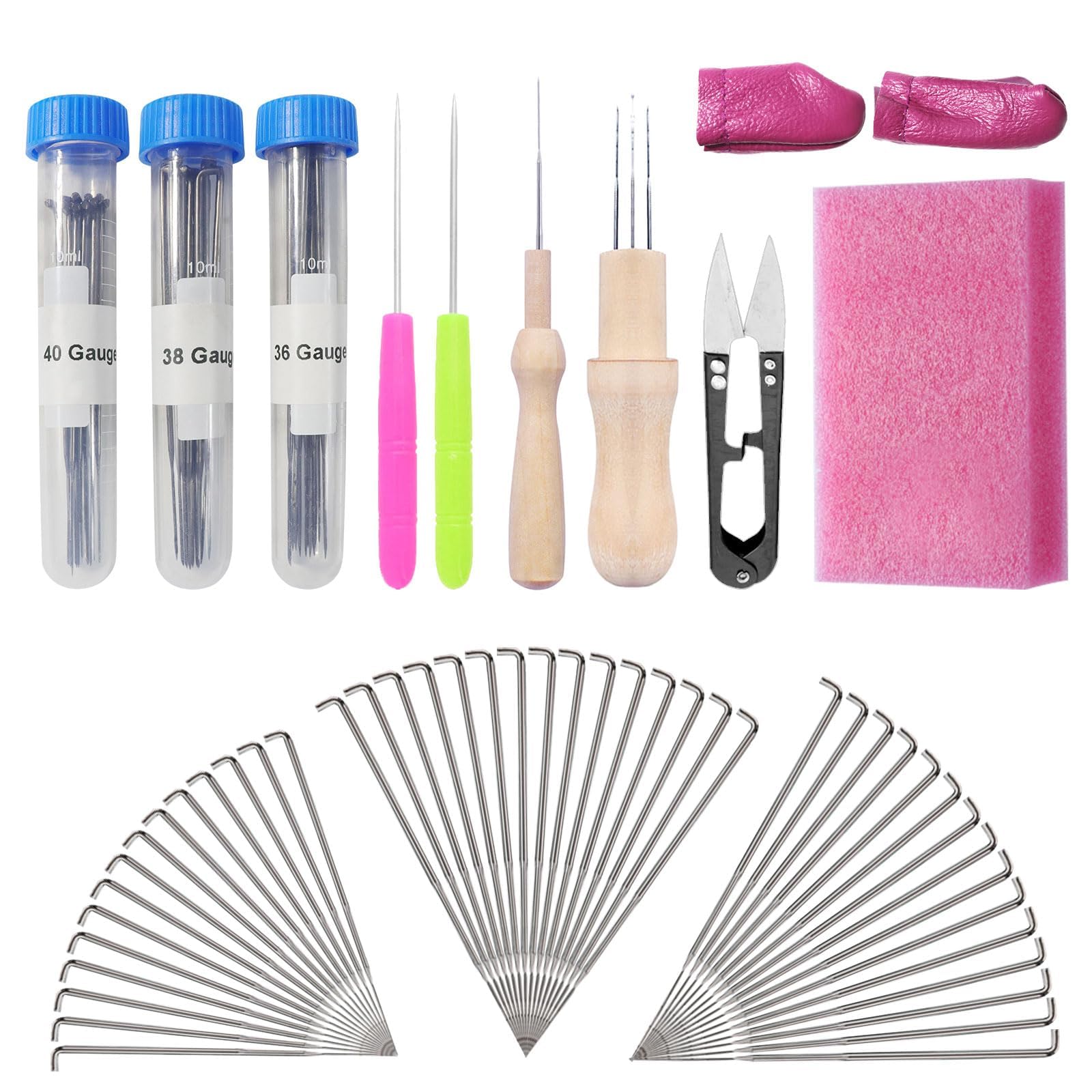 Redamancy 45Psc Wool Felting Needle Tools, Felting Needles Kit, Felting Needles of 3 Sizes, Needle Felting Pad