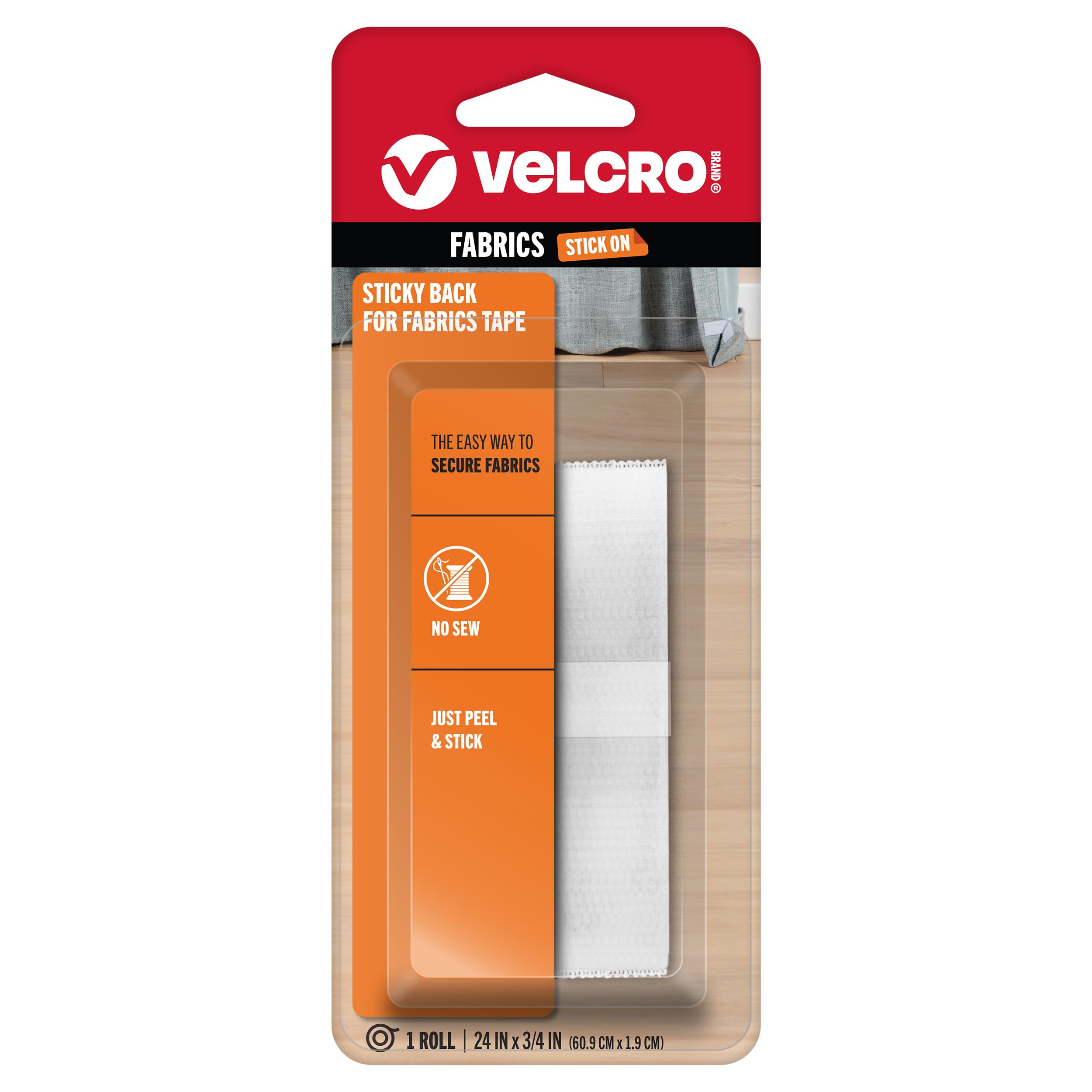 Velcro(r) Brand Fasteners Sticky Back for Fabrics: No Sewing Needed - 24-inch X 3/4-inch Tape - White