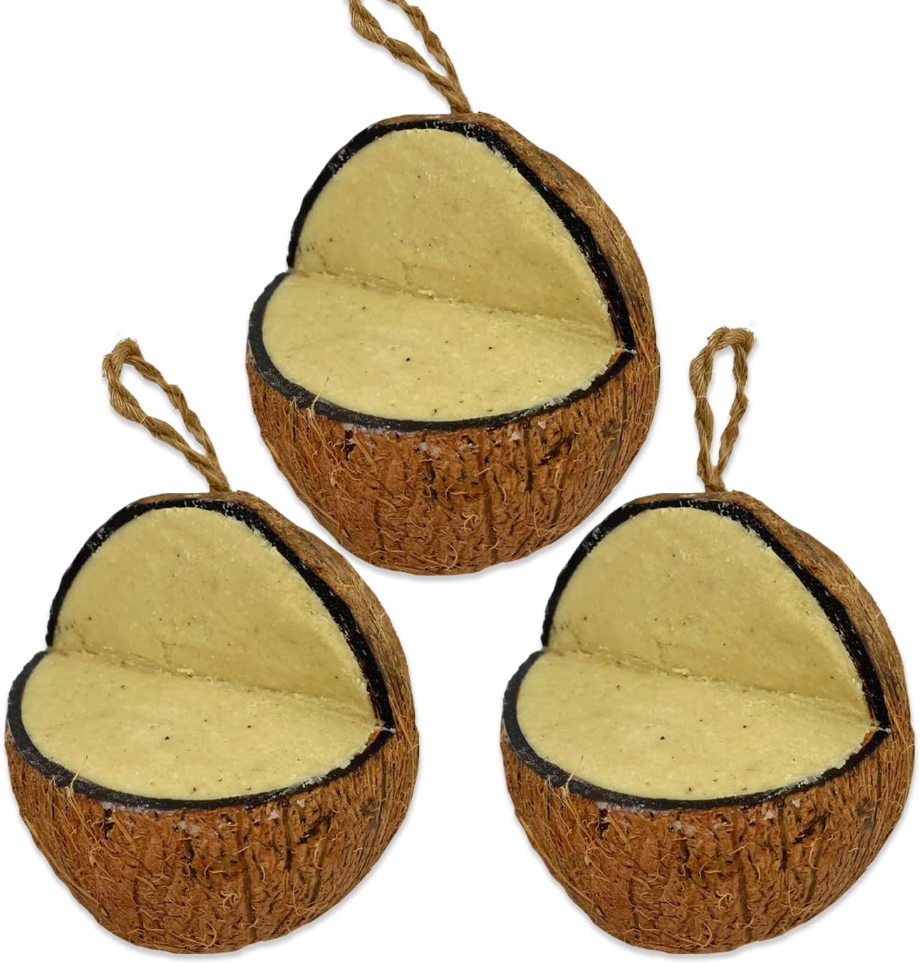 XL Peanut Suet Coconut Feeder, 3 Pack, Wild Bird Food, Butter for Birds