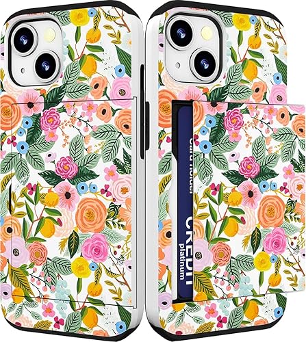 IWONE Compatible with iPhone 14/15 Plus Case Cute with Card Holder Slim Slot Pho