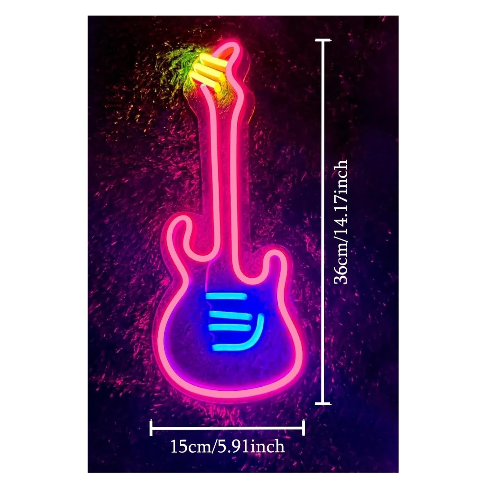 XENITE Luces Art Decoration Christmas Letrero De Neón De Guitarra Con Luz LED Musical Para Decoración De Pared, Regulable Para Dormitorio, Bar, Fiesta, Boda, Habitación De Niñas, 15cmx36cm
