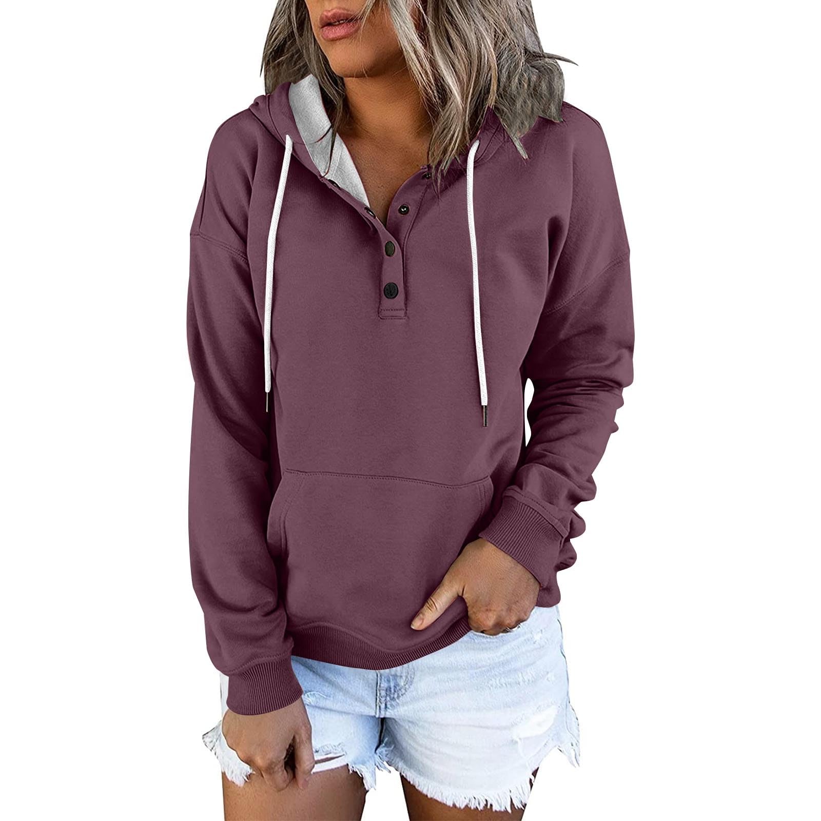 Dressy Casual Hoodies for Women Long Sleeve Pullover Tops Hooded Sweatshirts Fall Fashion Outfits with Pocket
