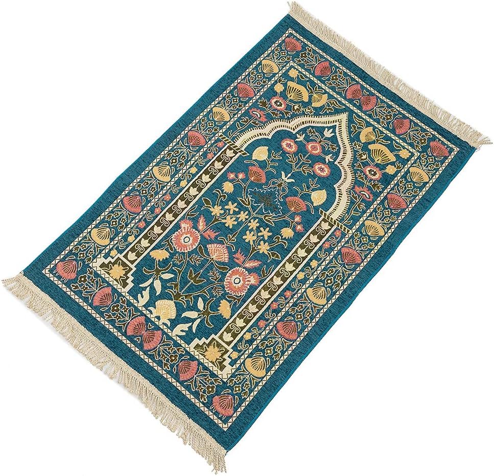 Prayer Rug 70 x 110cm Large Thin Lightweight Polyester Prayer Mat Anti Slip Folding Floral Bedroom Rug, Prayer Mats for Praying