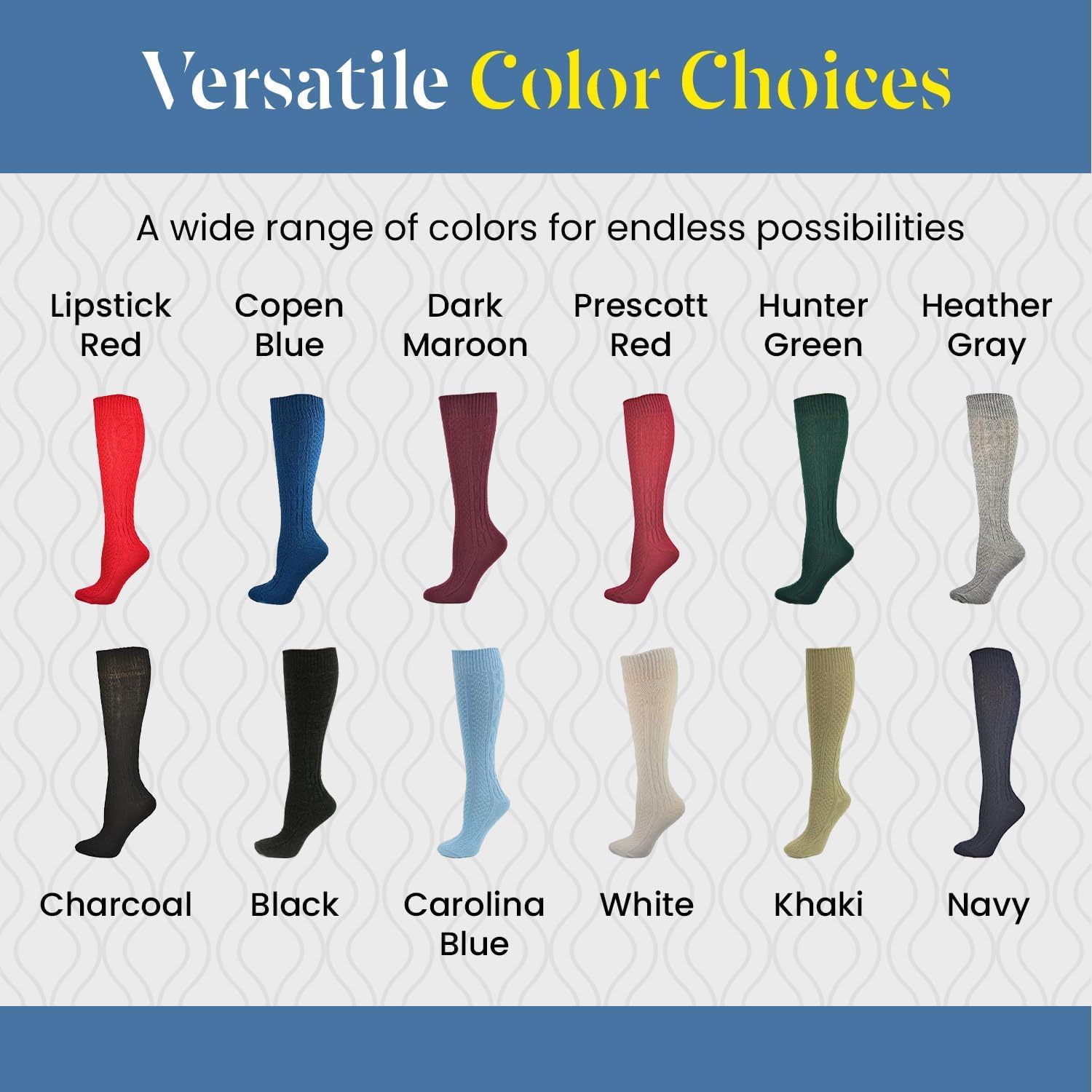 Girls School Knee High Uniform Socks – 3 Pairs - Classic Cable Knit Acrylic Sock - Seamless, Soft & Comfortable Long Socks - Image 7