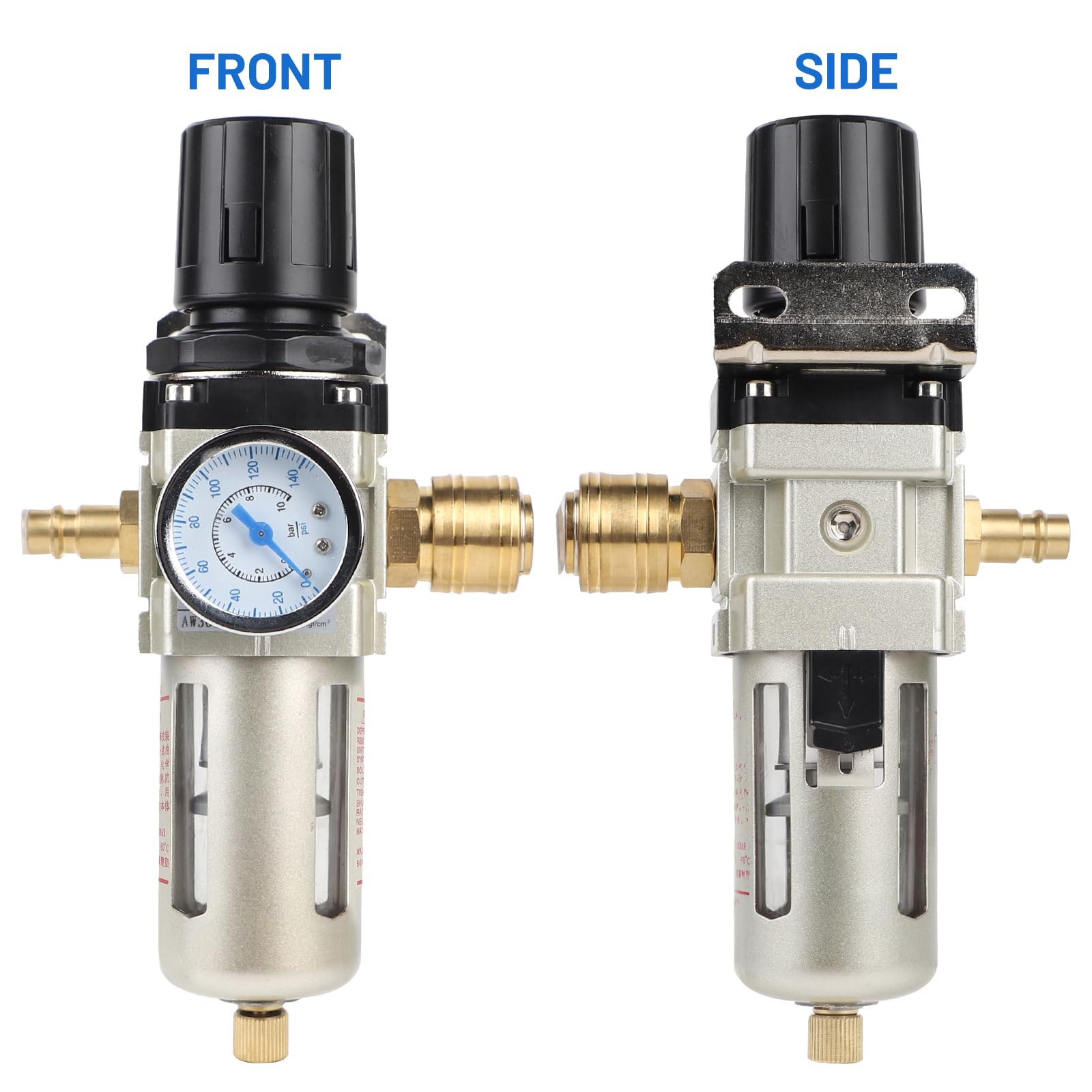 SWAWIS Reductor de Presión y Separador de Agua Aire Comprimido 3/8" Regulador de Presión