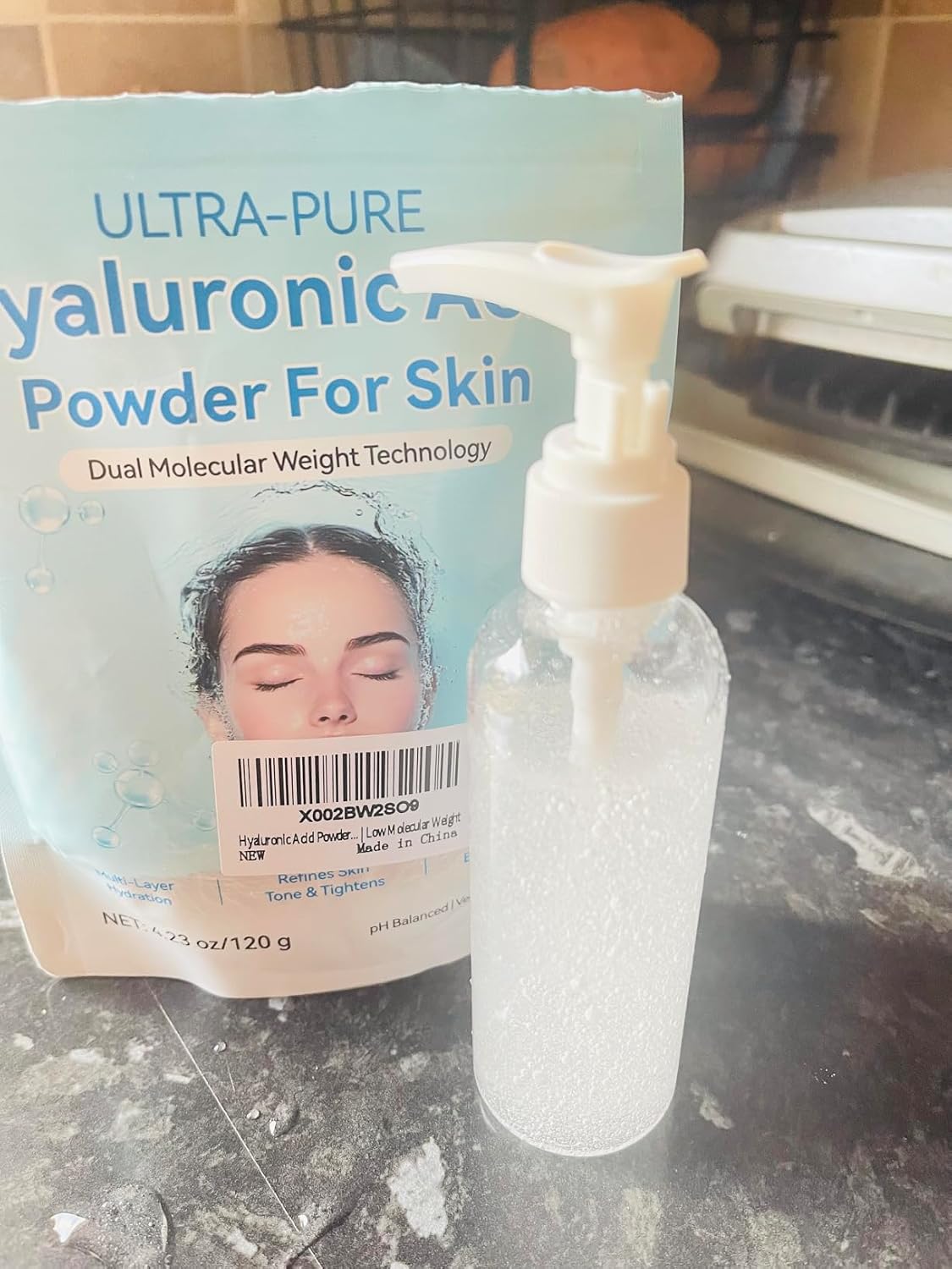 lofuanna Hyaluronic Acid Powder,Pure Hyaluronic Acid Powder for Skin,Water-Soluble DIY Facial Serum for Face Hydration & Moisture | Low Molecular Weight 3g