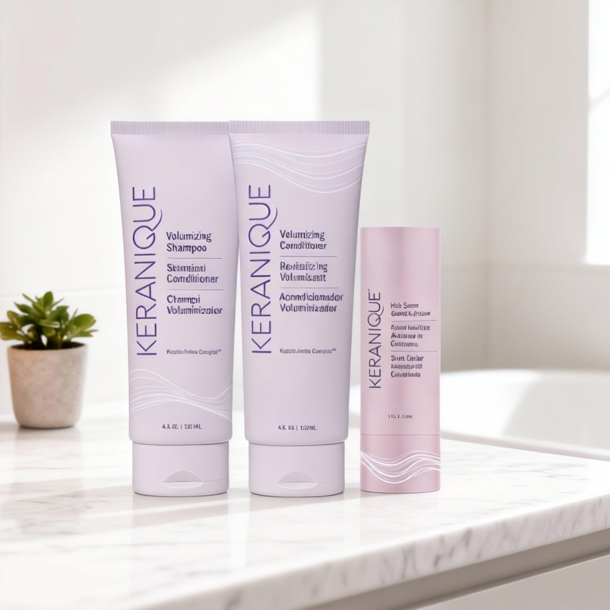 Keranique The Keranique's Botanical Hair Growth System (Revitalize Thinning Hair) Volumizing Shampoo & Conditioner 135mlx2, Hair Serum Growth Activator 30ml