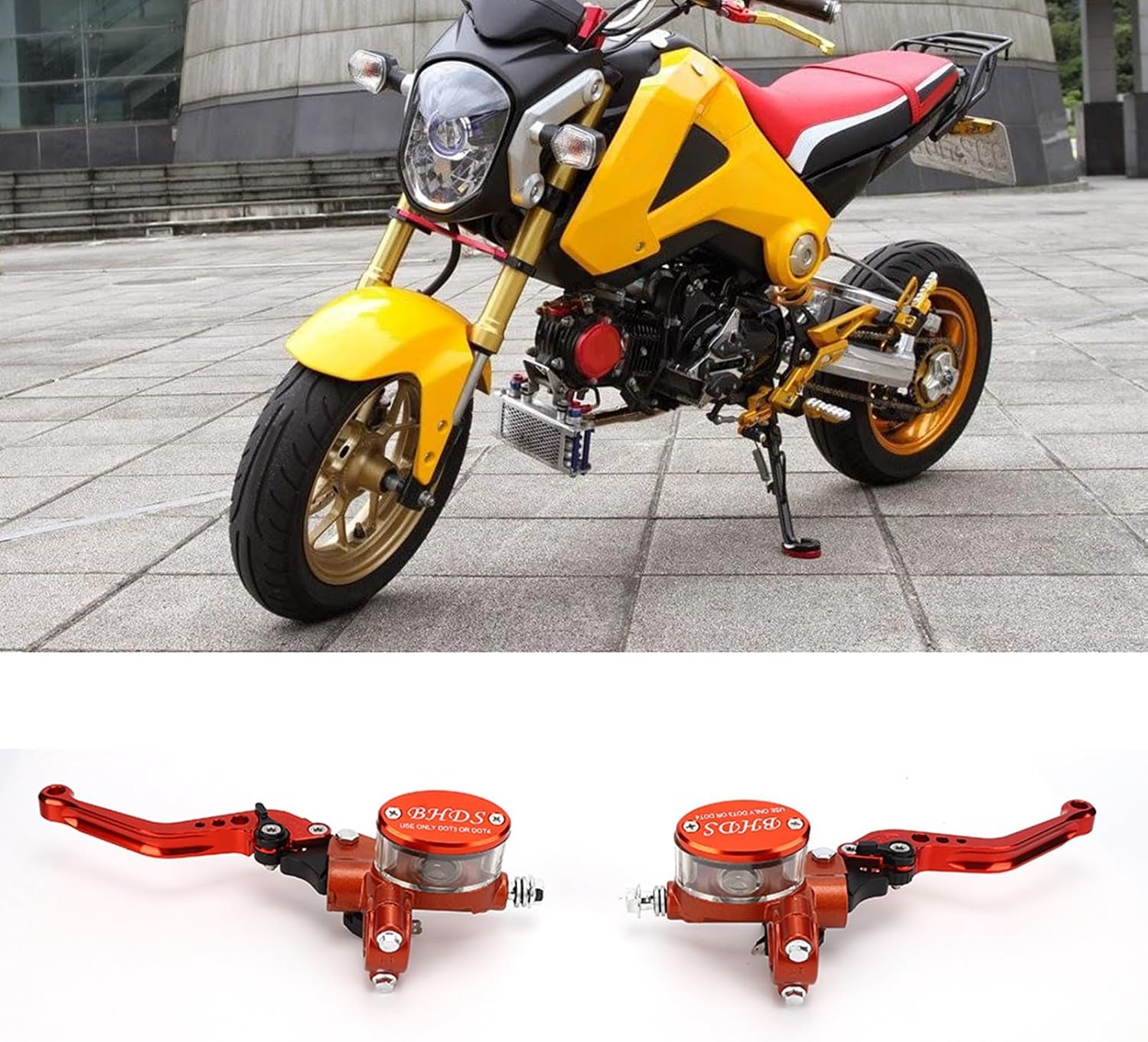 Pair Brake Clutch Lever, Universal Motorcycle Master Cylinder Reservoir Hydraulic Pump Handbrake 22mm, Compatible with H ONDA Y amaha K awasaki Brake