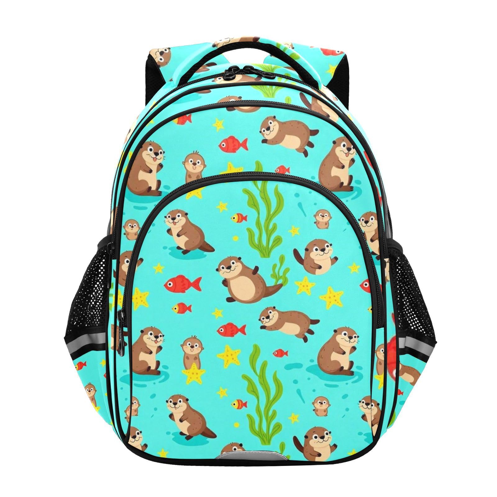 KLL Zaini scolastici per bambini ragazzo/ragazza studente Bookbag bambino zaino da viaggio carino lontre nuoto azzurro