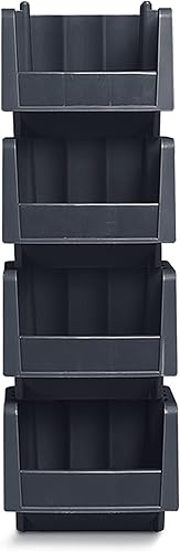 Miniatura 3 de Akro-Mils 30776 Contenedores de almacenamiento de plástico apilables económicos (18 pulgadas x 6-5/8 pulgadas x 7 pulgadas), color negro (paquete de