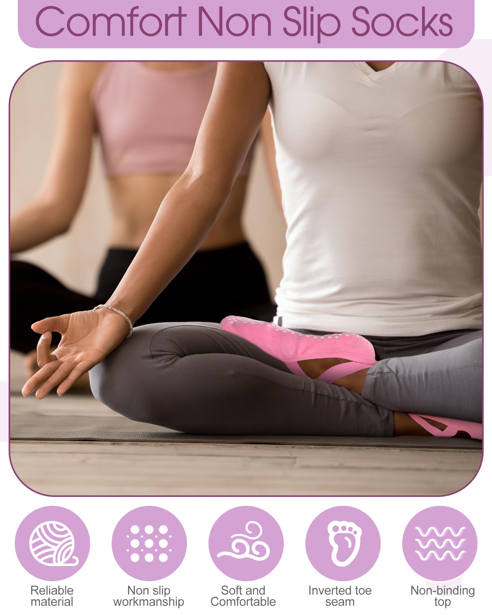 Chuarry 24 paia di calzini da yoga antiscivolo per pilates, calzini da balletto per donne, adulti, anziani, ospedale