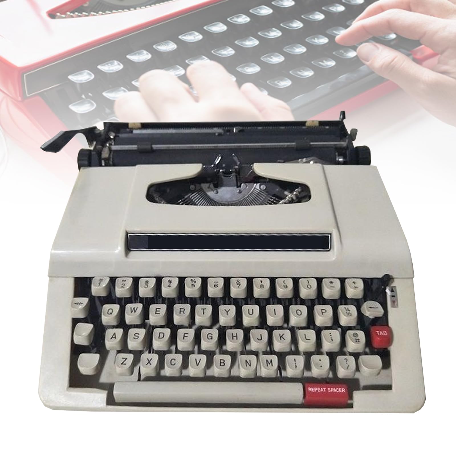 FHRKA Retro Mechanical Typewriter, Letter Spacing: 2.5mm / Roller Length: 238mm, 3-Speed Line Spacing, for Writing Letters (C)